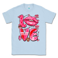 Dusty Blue love with lips Classic Tee - LillyAllenDesigns