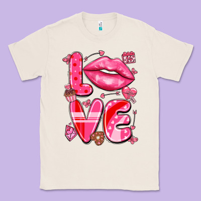 Love With Lips Classic Tee Designed By Lillyallendesigns
