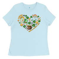 Baby Blue st patricks  hearts Ladies Tee - MaliasSmallBusiness