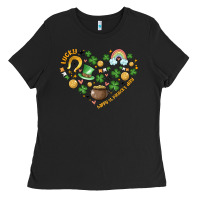 Black st patricks  hearts Ladies Tee - MaliasSmallBusiness