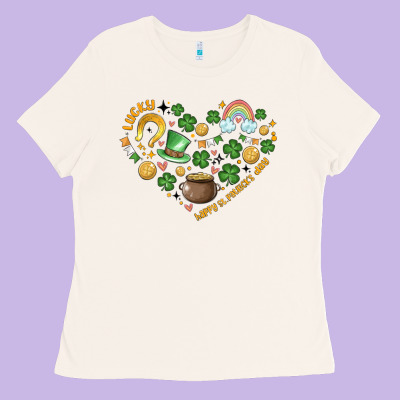 St Patricks  Hearts Ladies Tee Designed By Maliassmallbusiness