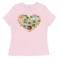 Bubblegum Pink st patricks  hearts Ladies Tee - MaliasSmallBusiness