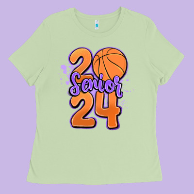 Senior 2024 Basketball Ladies Tee Designed By Maliassmallbusiness