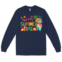 Navy sweet summer time iced coffee Long Sleeve Tee - Jasminsmagicworld