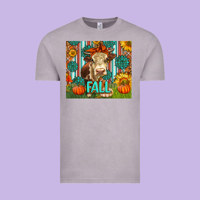 Western Fall Cow Vintage Tee Designed By Lillyallendesigns