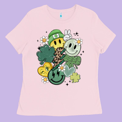 St Patricks Day Green Smile Ladies Tee Designed By Maliassmallbusiness