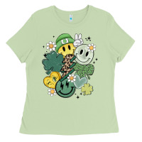 Matcha st patricks day green smile Ladies Tee - MaliasSmallBusiness