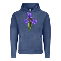 Vintage Denim Iris Flower Vintage Hoodie - LillyAllenDesigns