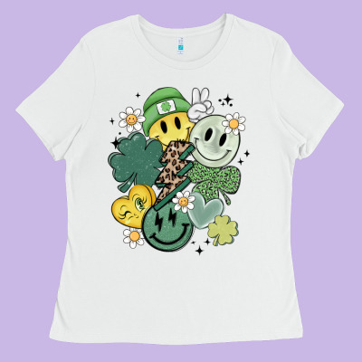 St Patricks Day Green Smile Ladies Tee Designed By Maliassmallbusiness
