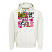 Oatmeal Heather love never fails with prince frog  olivia Zipper Hoodie - OliviaCreatesArt