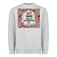 Heather Grey i can do all things with leopard and glitter Heavyweight Sweatshirt - TumblerDesignByShophia