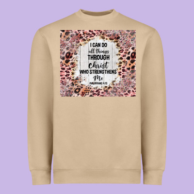 I Can Do All Things With Leopard And Glitter Heavyweight Sweatshirt Designed By Tumblerdesignbyshophia