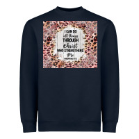 Navy i can do all things with leopard and glitter Heavyweight Sweatshirt - TumblerDesignByShophia