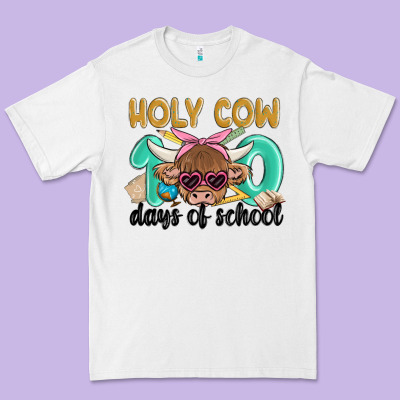Holy Cow 100 Days Of School Premium Tee Designed By Maliassmallbusiness