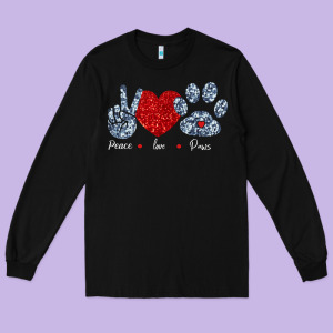 Peace Love Paws Long Sleeve Tee Designed By Bettercallsaul