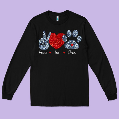 Peace Love Paws Long Sleeve Tee Designed By Bettercallsaul