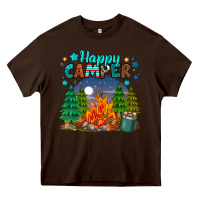 Chocolate Brown happy camper Heavy Core Tee - MaliasSmallBusiness