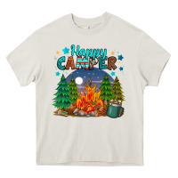 Cream happy camper Heavy Core Tee - MaliasSmallBusiness