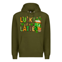 Army Green St. Patrick's Lucky a latte Premium Hoodie - OliviaCreatesArt