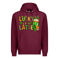 Burgundy St. Patrick's Lucky a latte Premium Hoodie - OliviaCreatesArt