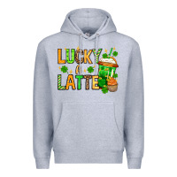 Heather Grey St. Patrick's Lucky a latte Premium Hoodie - OliviaCreatesArt
