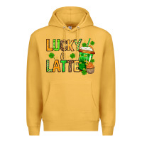 Mustard St. Patrick's Lucky a latte Premium Hoodie - OliviaCreatesArt
