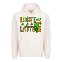 Pale Pink St. Patrick's Lucky a latte Premium Hoodie - OliviaCreatesArt
