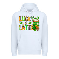 White St. Patrick's Lucky a latte Premium Hoodie - OliviaCreatesArt