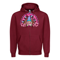 Burgundy valentine's day rainbow gnome olivia Zipper Hoodie - OliviaCreatesArt
