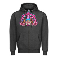 Charcoal Heather valentine's day rainbow gnome olivia Zipper Hoodie - OliviaCreatesArt