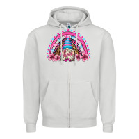 Dove Grey valentine's day rainbow gnome olivia Zipper Hoodie - OliviaCreatesArt