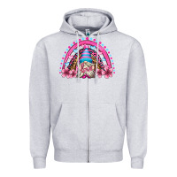 Heather Grey valentine's day rainbow gnome olivia Zipper Hoodie - OliviaCreatesArt