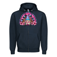 Navy valentine's day rainbow gnome olivia Zipper Hoodie - OliviaCreatesArt
