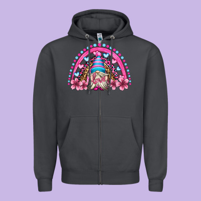 Valentine's Day Rainbow Gnome Olivia Zipper Hoodie Designed By Oliviacreatesart