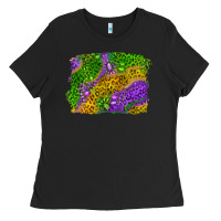 Black mardi gras leopard gemstone background Ladies Tee - RanaPortraitStore