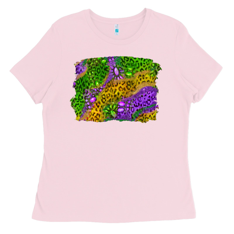 Mardi Gras Leopard Gemstone Background Ladies Tee by RanaPortraitStore | Teevron