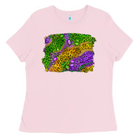 Bubblegum Pink mardi gras leopard gemstone background Ladies Tee - RanaPortraitStore