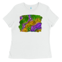 White mardi gras leopard gemstone background Ladies Tee - RanaPortraitStore
