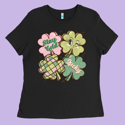 St Patricks Day Clover Ladies Tee Designed By Maliassmallbusiness