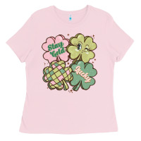 Bubblegum Pink st patricks day clover Ladies Tee - MaliasSmallBusiness