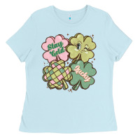Baby Blue st patricks day clover Ladies Tee - MaliasSmallBusiness