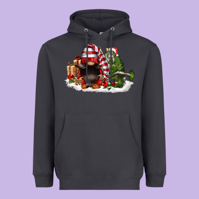 Christmas Gnome And Tree Heavyweight Hoodie Designed By Fadigitalartstudio