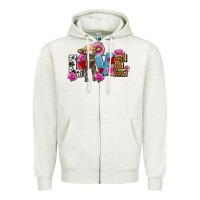 Oatmeal Heather love with cow olivia Zipper Hoodie - OliviaCreatesArt