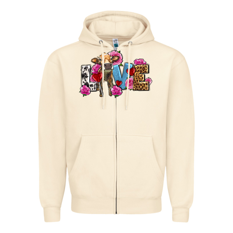 Love With Cow Olivia Zipper Hoodie by OliviaCreatesArt | Teevron