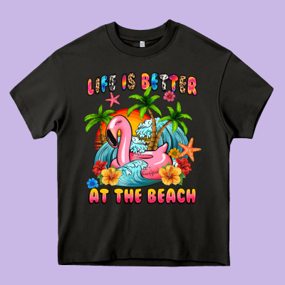 Life Is Better At The Beach Heavy Core Tee Designed By Maliassmallbusiness