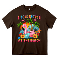 Chocolate Brown life is better at the beach Heavy Core Tee - MaliasSmallBusiness