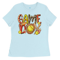 Baby Blue game day softball Ladies Tee - MaliasSmallBusiness