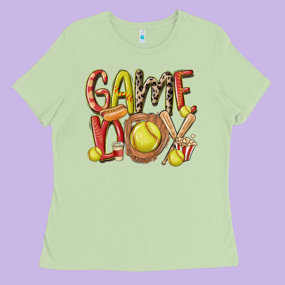 Game Day Softball Ladies Tee Designed By Maliassmallbusiness