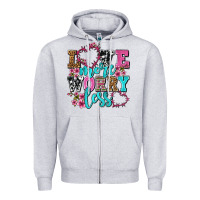 Heather Grey love more worry less olivia Zipper Hoodie - OliviaCreatesArt