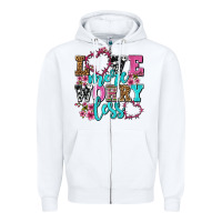 White love more worry less olivia Zipper Hoodie - OliviaCreatesArt
